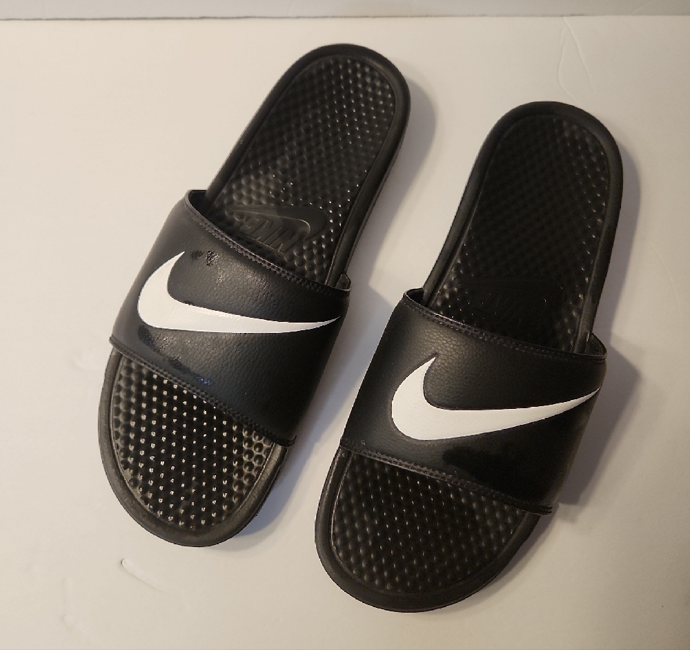 Nike Black Slide Sandals with White Logo